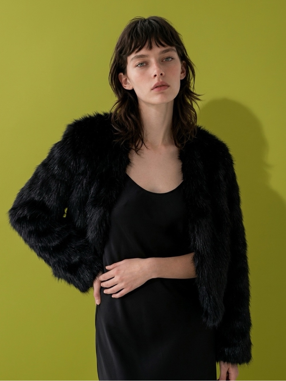 Black Faux Fur Jacket - Women's Elegant Outerwear